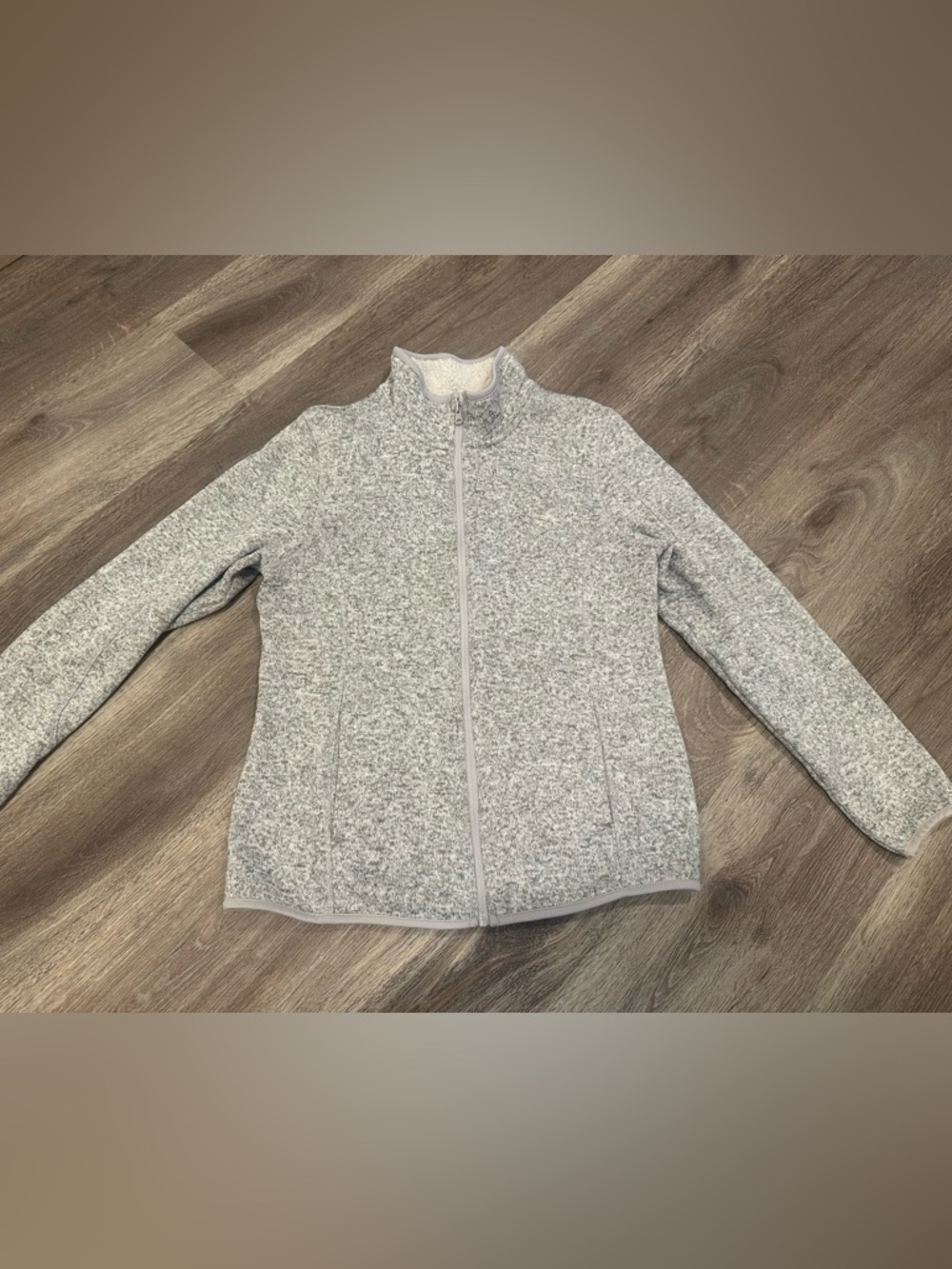 Like New Womens Swiss Tech Sherpa Lined Fleece Sweater Jacket Medium Gray